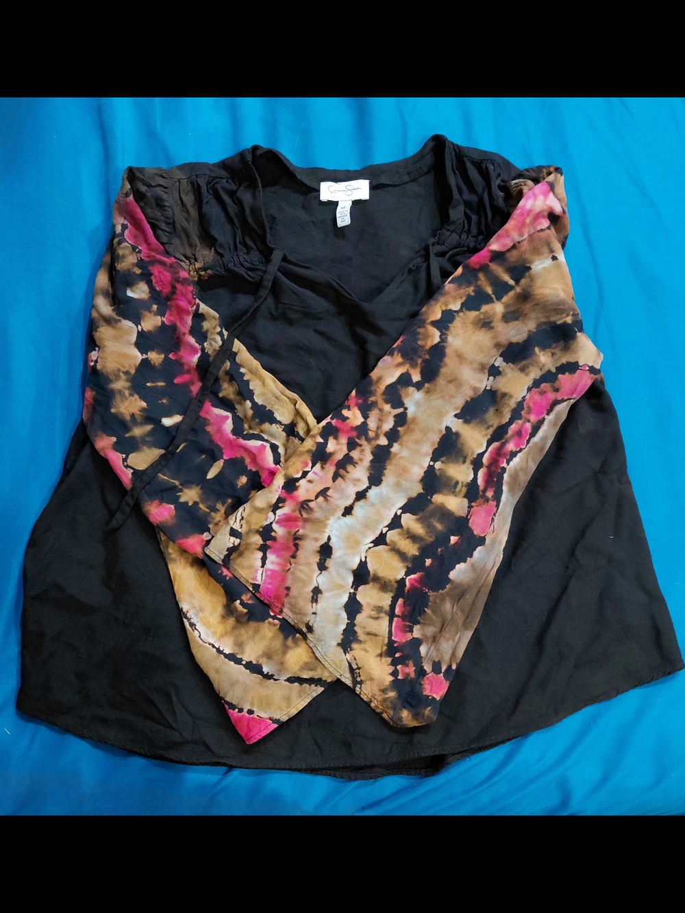 New Jessica Simpson Handmade Reverse Tie Dye Blouse Size Med